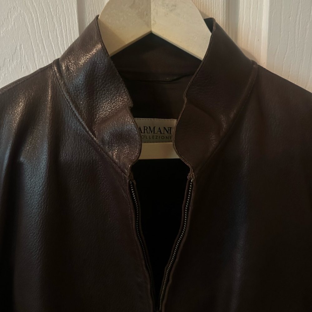 Armani Collezioni Dark Brown Lambskin Jacket - Picture 3 of 10